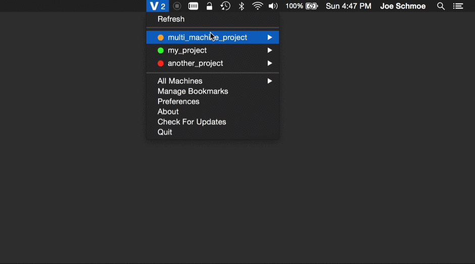 an animated screenshot of vagrant manager showing vagrant